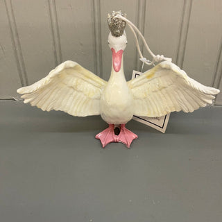 Swan with Crown Flapping Swan Ornament