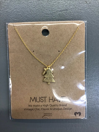 Gold Christmas Tree Necklace