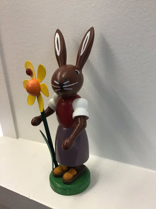 German Wooden Bunny Chocolate with Flower