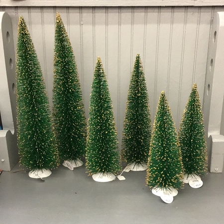 Green Bottle Brush Tree With Gold Glittered Tips