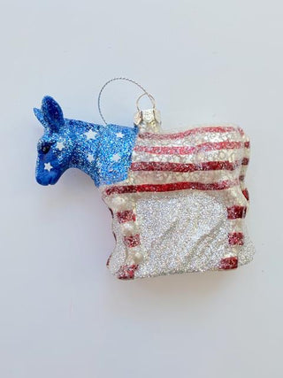 Glittered Democrat Donkey Ornament