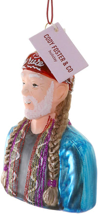 Willie Nelson Glass Ornament