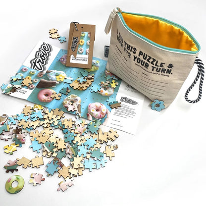 I Go To (250) Pieces Wooden Puzzle: 9 Donuts in Pass-It-On Pouch