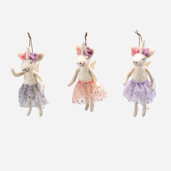Felted Unicorn Ornament