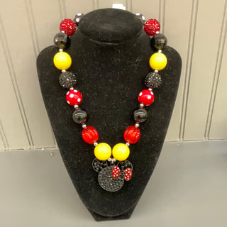 Red and Yellow Minnie Mouse Disney Necklace