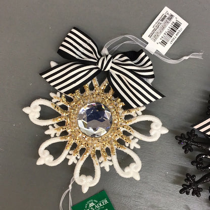Kurt Adler Black and White Snowflake Ornament Assorted