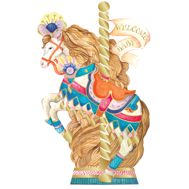 Welcome Baby Carousel Flat Note Card