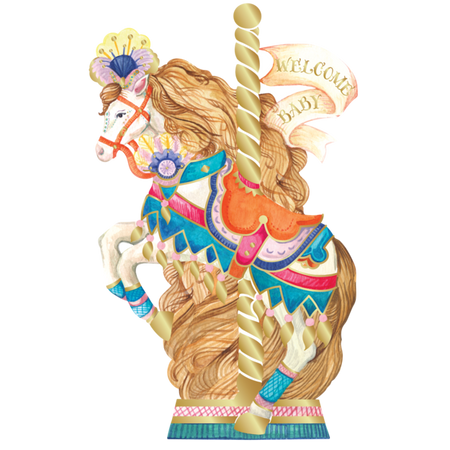 Welcome Baby Carousel Flat Note Card