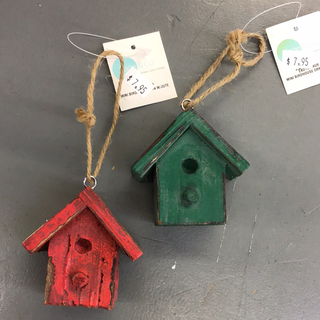 Wood Mini Birdhouse Ornament