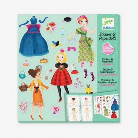 Fashion Reusable Stickers and Paper Dolls | Green