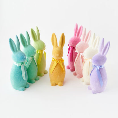 Medium Flocked Pastel Button Nose Bunny