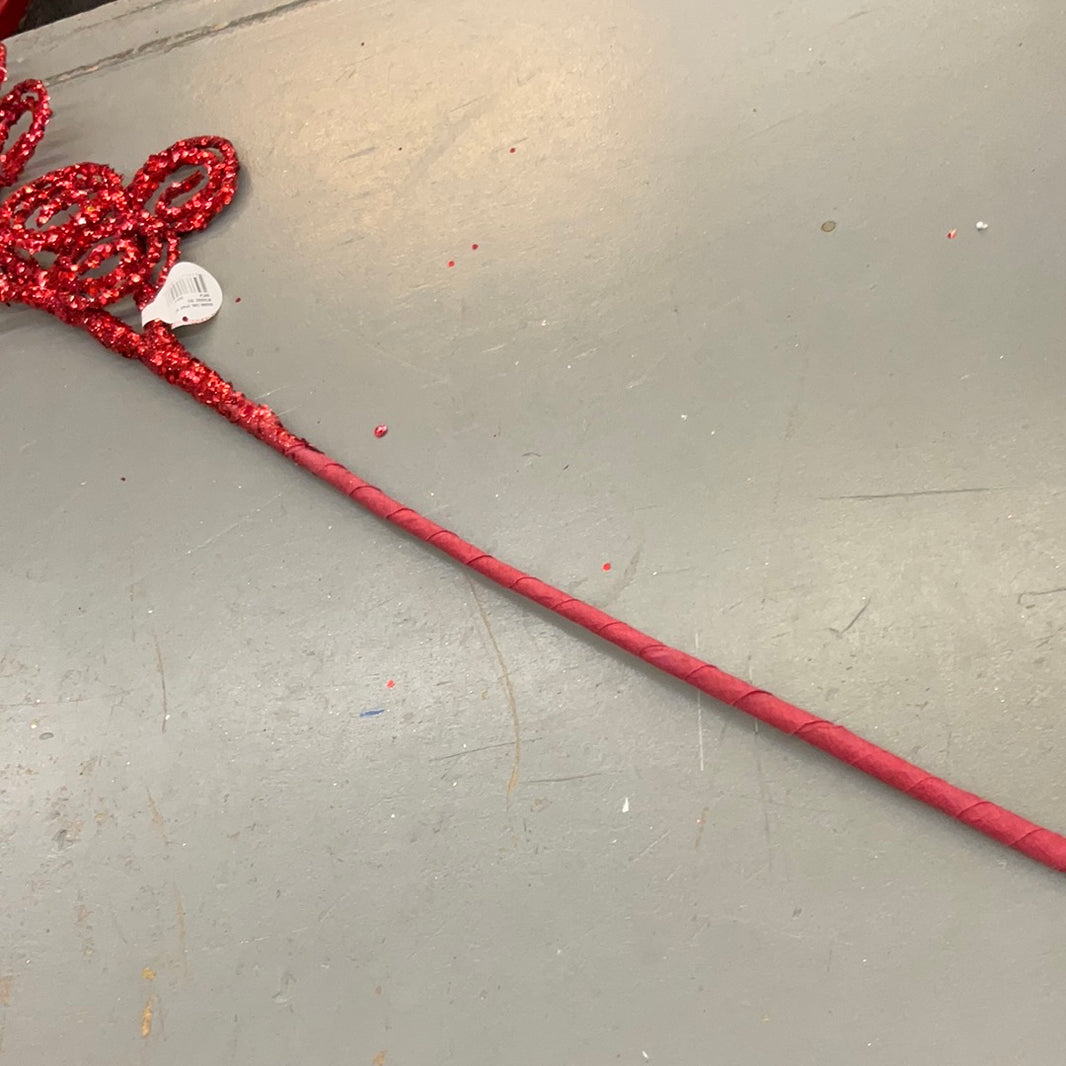 Regency Red Curled Glitter Pick 33.5"