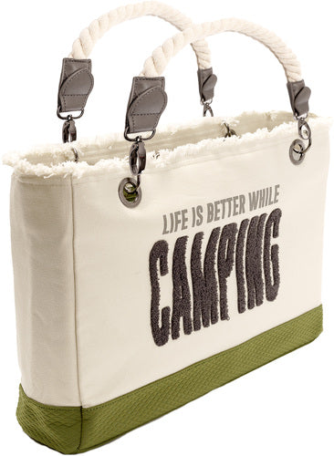 Life is Better While Camping Canvas Tote Bag