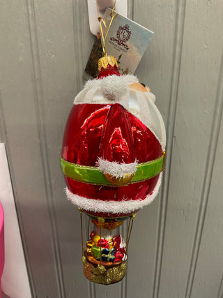 Huras Family Balloon Santa with Stripes Ornament
