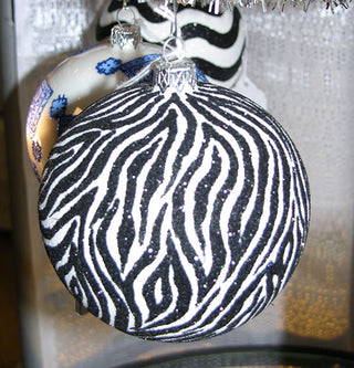 Thomas Glenn Black and White Zebra Striped Ornament