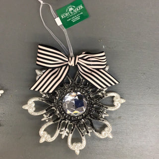 Kurt Adler Black and White Snowflake Ornament Assorted