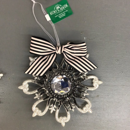 Kurt Adler Black and White Snowflake Ornament Assorted