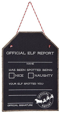 Official Elf Report Chalkboard Sign