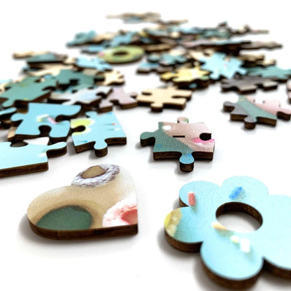 I Go To (250) Pieces Wooden Puzzle: 9 Donuts in Pass-It-On Pouch