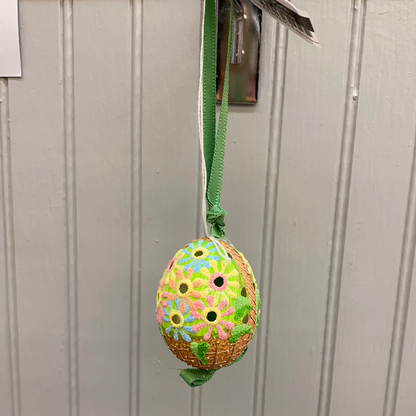 Austrian Hand Painted Egg- Basket of Flowers