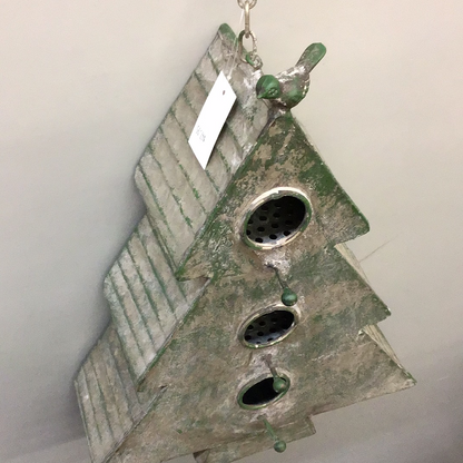Metal Pine Tree Hanging Birdhouse
