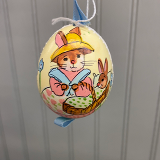 Austrian Hand Painted Egg Bunny With Hat