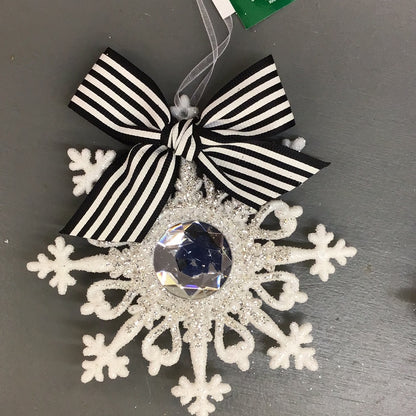 Kurt Adler Black and White Snowflake Ornament Assorted