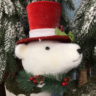 Polar Bear with Hat Ornament/ Tree-topper