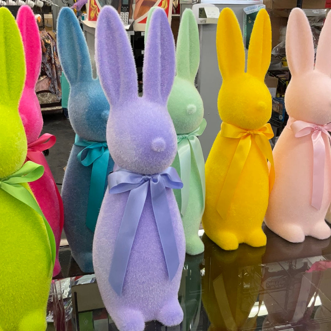 Medium Flocked Pastel Button Nose Bunny