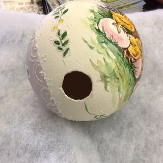 Hand Painted Easter Chicks Ostrich Egg
