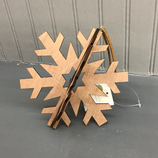Wood 3D Cut Snowflake Ornament