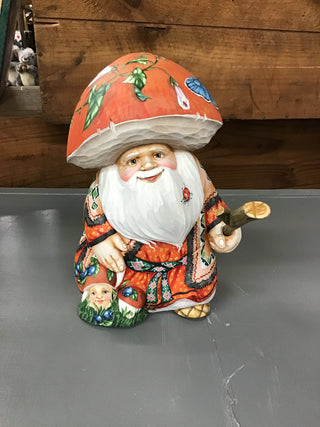 Wooden Mushroom Santa