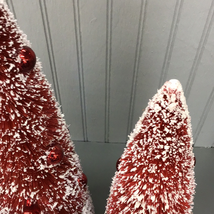 Frosted Red Bottle Brush Tree