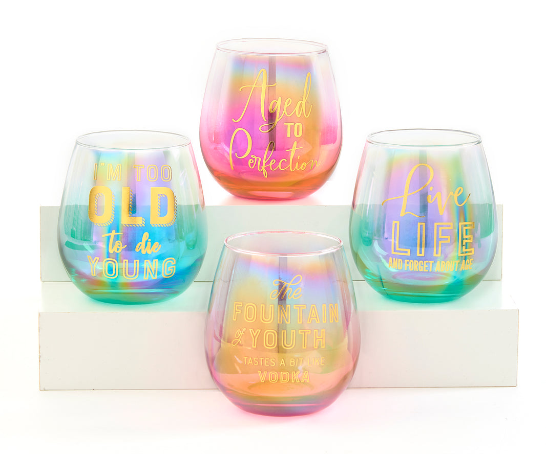 Pastel Birthday Stemless Wineglass