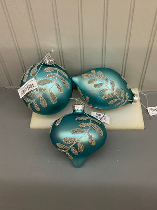 Assorted Teal and Silver Ornaments