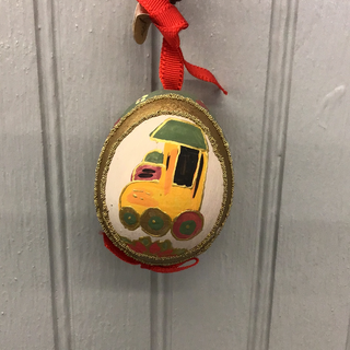 Austrian Hand Painted Toy Train Egg Ornament - 4761