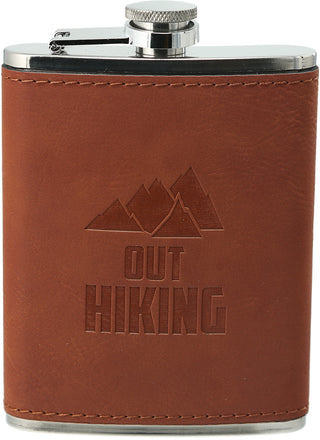 Out Hiking Leather &  Stainless Steel Flask