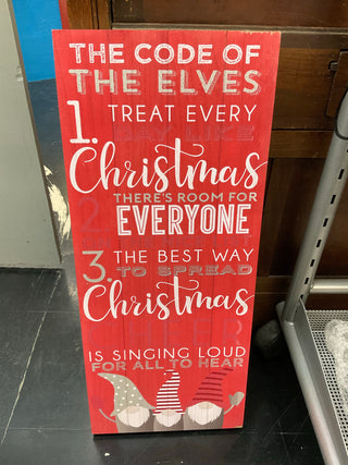 Wooden gnome Christmas sign