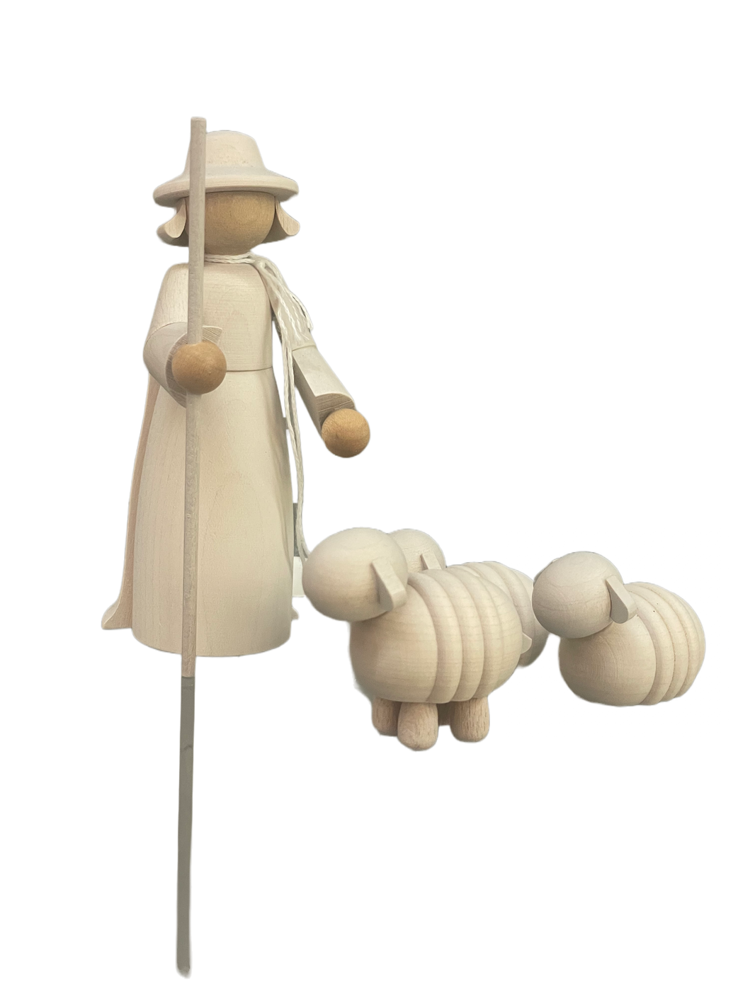 Wooden Shepard with Sheep