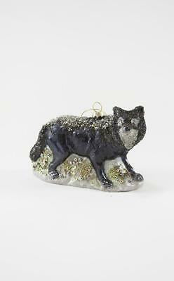 Black Winter Wolf Glass Christmas Tree Holiday Ornament