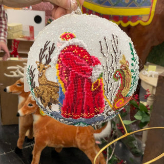 Santa and reindeer mega ornament