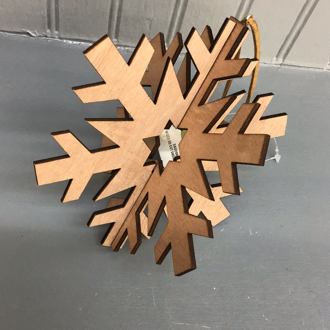 Wood 3D Cut Snowflake Ornament