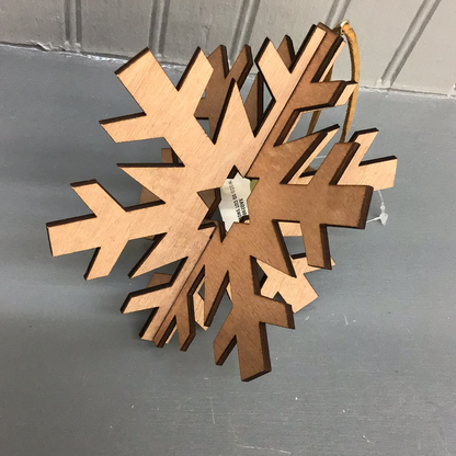 Wood 3D Cut Snowflake Ornament