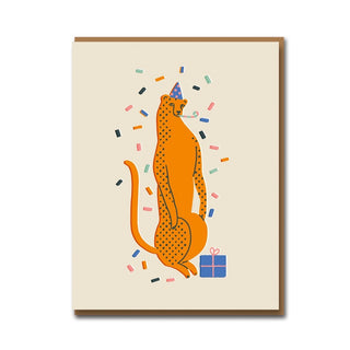 Party Leopard with Hat Card