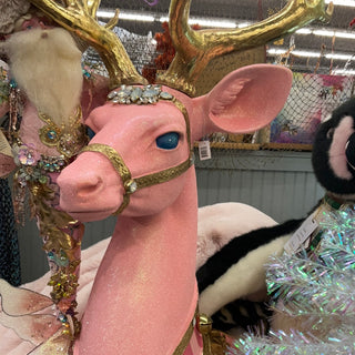 45" Pink Glitter Reindeer Planter **SPECIAL SHIPPING INFO . PLEASE READ DESCRIPTION