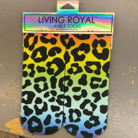 Rainbow Leopard Ankle Socks