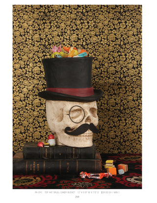Top Hat Skull with Monocle & Mustache Candy Bucket