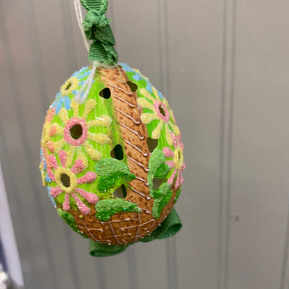 Austrian Hand Painted Egg- Basket of Flowers