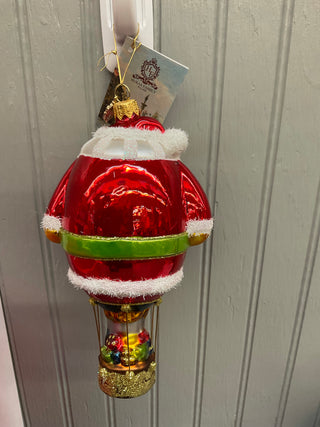 Huras Family Balloon Santa with Stripes Ornament