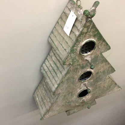 Metal Pine Tree Hanging Birdhouse